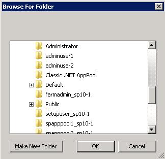 CHAPTER-2-Using SharePoint Farm Reporter The Browse For Folder location dialog will appear as shown below: 4) Select a desired folder location and Click OK.