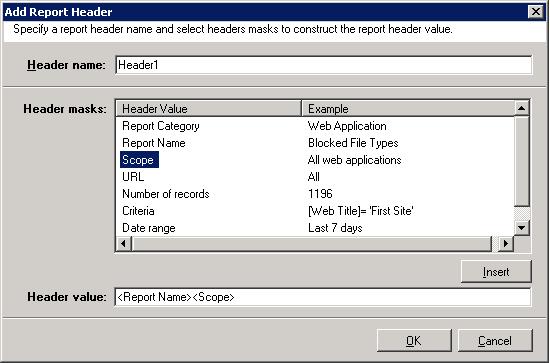 CHAPTER 4-Power Reports Report Header: SharePoint Farm Reporter also provides option to specify report headers that is displayed on the top of the report.