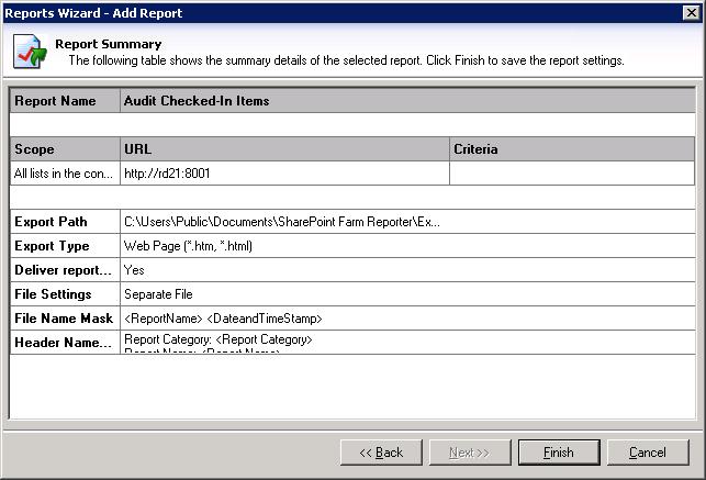CHAPTER 4-Power Reports Step 6: Report Summary This step displays the summary information for each report. Click Finish completing the reports wizard.