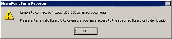 13) SharePoint Farm Reporter shows this alert when the user tries to publish the report to a SharePoint library.