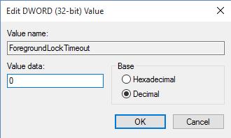 PAGE: 19 of 23 Under Base, click Decimal, type 0 in the Value data box, and then click OK.
