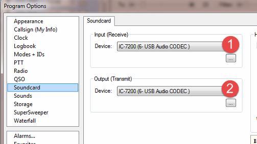 From Program Options select Sound card > set input and output sound card to be the radio s sound device.