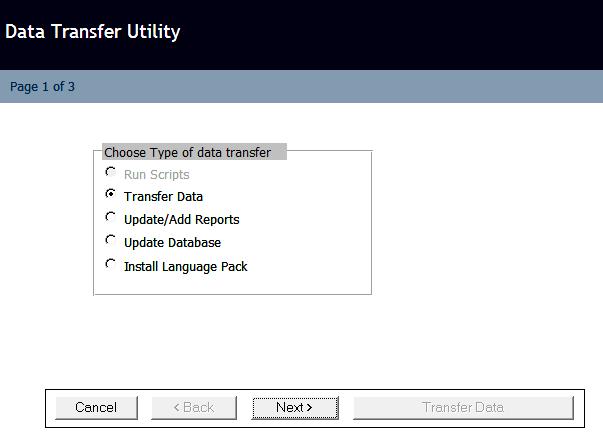 To complete the data transfer process, make a copy of your database and then follow these steps: From the Start menu, launch the DTU for FaciliWorks 8: Click Start -> All Programs -> FaciliWorks 8