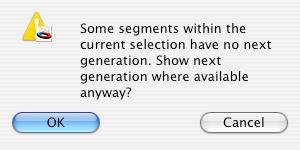 Menu Items Show Most Recent Generation Format > Chronography > Show Most Recent Generation ( -command-a/ -ctrl-a) will display the most recent generation for each selected segment.