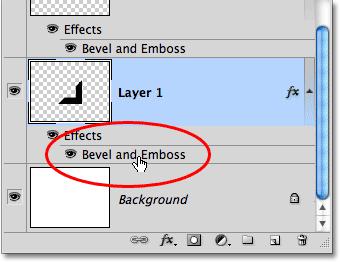 Double-click directly on Bevel and Emboss below Layer 1.