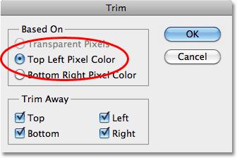 Choose Top Left Pixel Color.