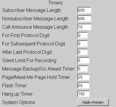 System Options Off Hook Call Announce - A string of codes that the Voice Mail will dial, when Call Announcing Option 2 or Option 3 is in use at a busy Subscriber extension.