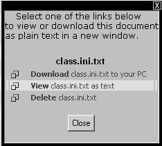 2) Click on the icon for the file that you want to view. A dialog box appears: 3) To view the file on screen, click View.