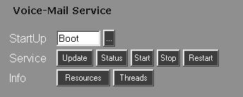 Services VM Service To access the control panel for the Voice Mail service, select VM Service from the Control Panel section of the main menu: Use the control panel to: Stop the
