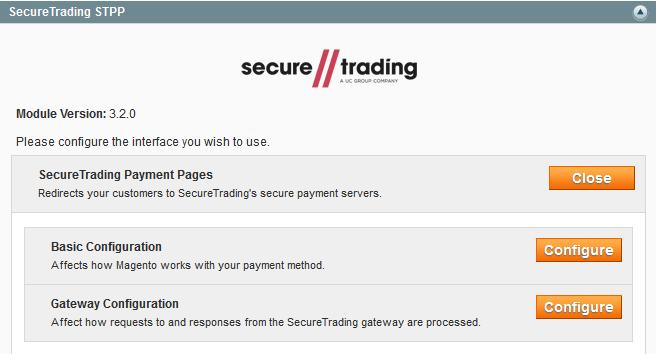 3.1.2.1 Configure Payment Pages In the SecureTrading STPP box, click the Configure button for Secure Trading Payment Pages.
