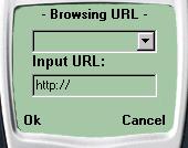 the screen by clicking the mouse pointer: The Navigation menu will appear, where you can select one of previously browsed URLs or type-in a new one.