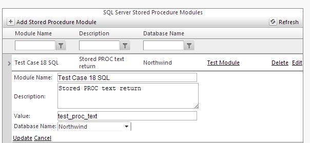 The Stored Procedure Page: This page is where you reference the stored procedures you wish to expose as a web service.