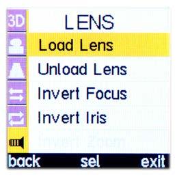 LOAD LENS After a lens is mapped in cworld and has been sent from the cworld unit to