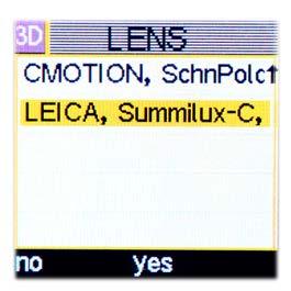 The correct lens file must be loaded before a Cinefade can be performed and after