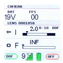 SET IRIS LIMITS 1. Activate Cinefade mode or move iris slider to initial position. 2. Press and hold blue LENS BUTTON. 3.