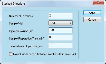 106 Creating an Instrument Control Method the previous injection. This option may be useful for saving time or increasing the reproducibility of injections.