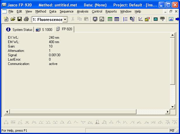 222 Instrument setup programming window, example Jasco FP-920 After completing the generic driver program, an instrument tab (as for any other instrument)
