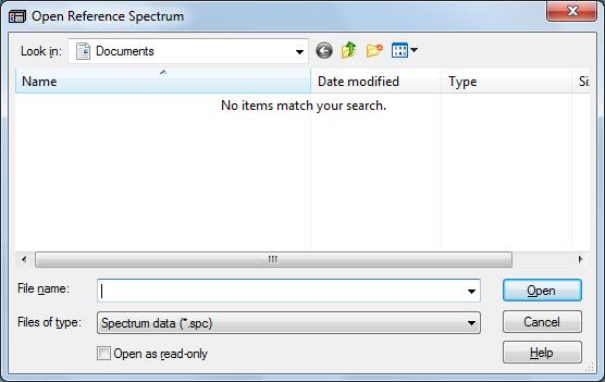 253 Fraction Collection Program, Peak Recognition, Spectral Similarity, Parameters Additionally you must select the desired reference spectrum. Clicking on open the selection window. will Fig.