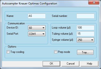 52 Setup and Control of KNAUER HPLC Systems Configuration Autosampler KNAUER Optimas Fig.