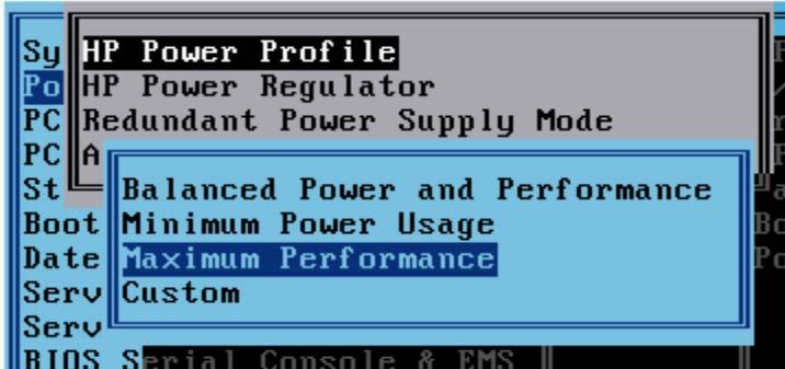 To verify the power performance settings: 1. Choose Power Management Options. Figure A-6: Power Management Options 2.