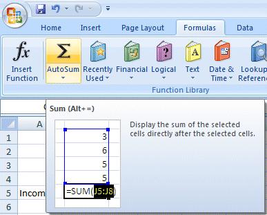 AutoSum METHOD - Since we add numbers more than any other operation in spreadsheets, Excel spreadsheet has an additional feature - Auto Sum.