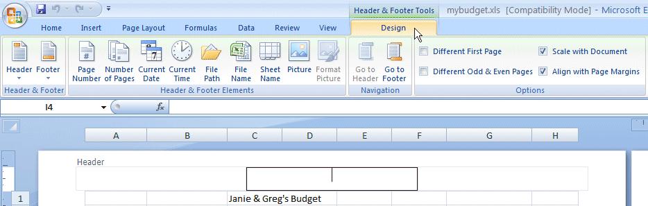 If you desire a Header (or Footer) on each spreadsheet page, you can now create them in this view!