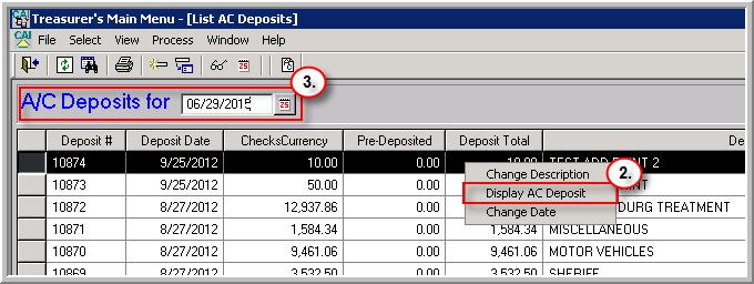 4. To print an A/C Deposit Report for this deposit, click the Print button to display the Report