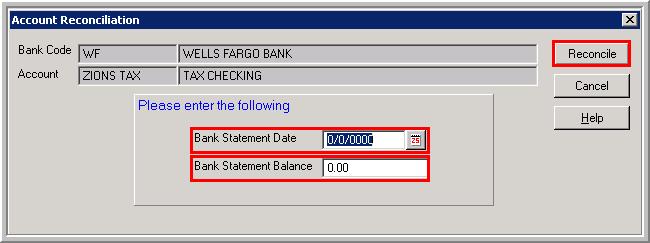 RECONCILING A BANK ACCOUNT 1. From the Treasurer s main Menu, click the Account Management button or choose the Account Management option from the Select menu.