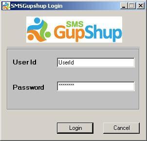 Figure 11: Login Window 4. Enter the same login credentials you use to log on to the Enterprise Edition of SMS GupShup and click Login A Message window appears. 5. Enter the message.