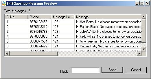 Figure 15: Message Preview Window The Message Preview window displays the total number of the