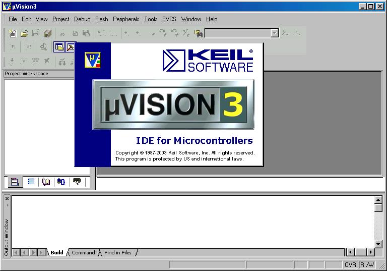 Getting Started After you start µvision3, the window shown below appears. From this window you can create projects, edit files, configure tools, assemble, link and start the debugger.