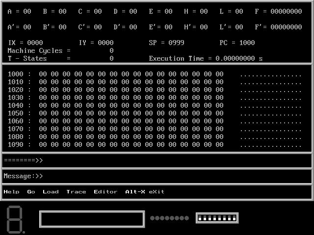 Program example Accumulator and Flag Registers Special-Purpose Registers Developing Z80 Program in assembly language cpu hof org z80tbl INT8 2000h xor a ;clear reg A Loop: out (40h), a ;output to