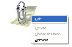 To disable the Microsoft Office Assistant Right click on the Office Assistant and from the menu displayed, click on the