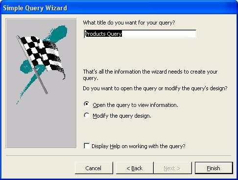 Give the query a name, using the dialog box