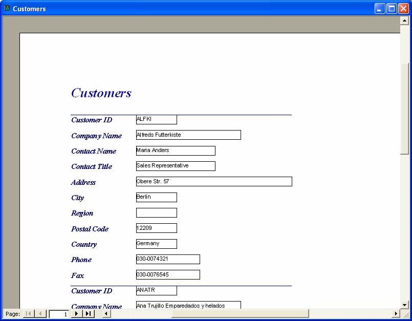 PAGE 73 - ECDL MODULE 5 (USING MICROSOFT ACCESS XP) - MANUAL Select the table or query where the objects data comes from. In the example shown we have selected Customers from the Northwind database.