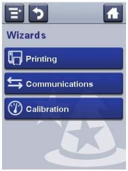 Printing Wizards Wizard Media Setup Print Quality Loading Media Loading Ribbon Description Select media and printing type (DT or TTR), media width, length, and X-margin, Start and Stop Adjust values,