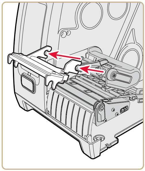 6. Connect the two printhead cables to the new printhead. 7. As you insert the new printhead bracket into the printer, make sure the metal arms on the printhead goaround the magnetic pressure arm bar.