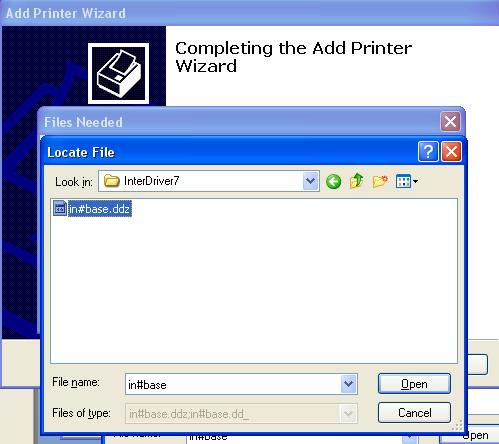 e) The wizard may prompt you to search for a missing file (with a FILES NEEDED) window. If so, click Browse and select the location where you installed the InterDriver files in step c.