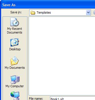 If you look closely at the dialog box, you will see that Microsoft Excel, by default, saves template files in a special folder, called Templates.
