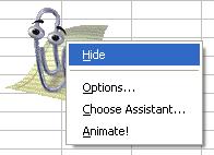 Formulas Hiding the Office Assistant Right click on the Office Assistant, and from the pop-up menu