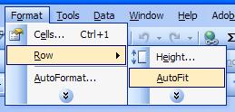 ECDL Module Four - Page 49 Setting the row height to the optimal height Select the rows 5 to 9 From the Format drop down menu,