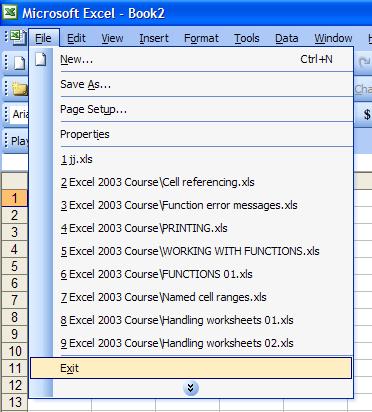 ECDL Module Four - Page 9 Using Excel Working with Spreadsheets Starting Excel using the Windows Start menu Click on the Start button to display the Start menu and then move the mouse pointer to All