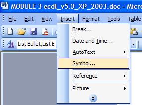 ECDL Syllabus Five Using Windows XP / MS Office 2003 - Module Three - Page 42 word in front of. The insertion point will move to that position on the screen. Then start typing.