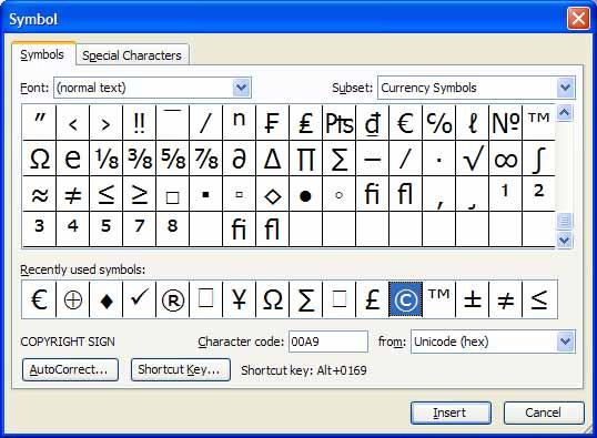 Type in a short paragraph of text (about why you are learning how to use a word-processor). Inserting special symbols Click just after the end of the last word within the document.