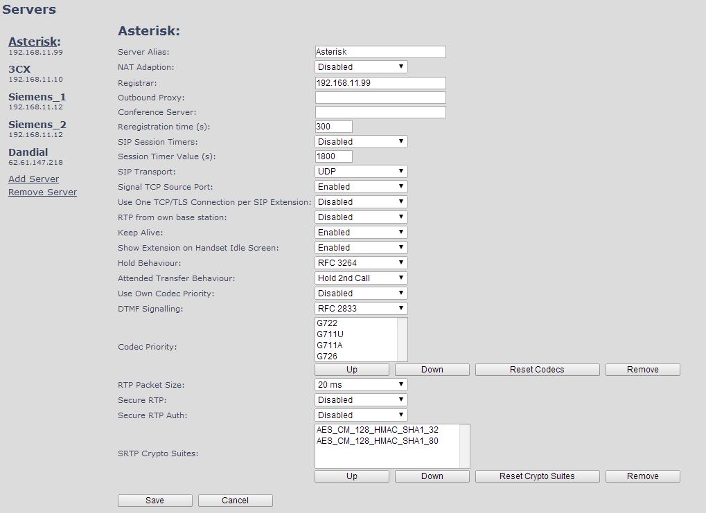 Screenshot Parameter Default Description value Server Alias Empty Parameter for server alias NAT Adaption Disabled To ensure all