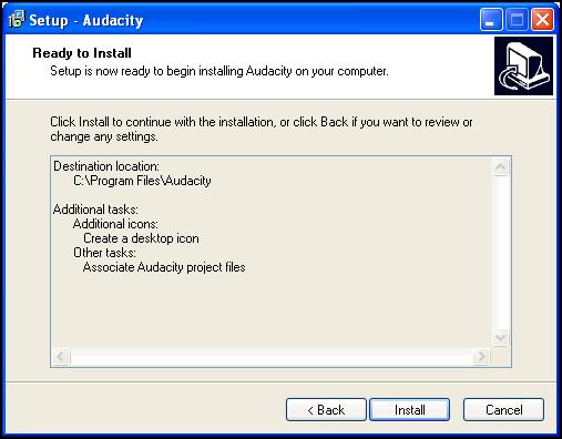 15. Enable the Create a desktop icon, to create an icon on your desktop for Audacity. 16.