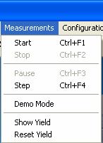 7.2 Measurement Menus Fig. 23 Measurement Menu 7.2.1 Start Fig. 24 Toolbar Start The Start command is used to start a new measurement.