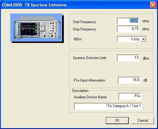 Fig. 53 Test Item using Auxiliary Device Name "FSx" The used spectrum