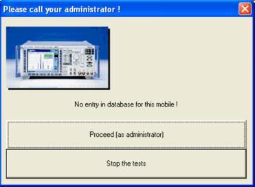 Fig. 57 Call administrator dialog The user is given the choice to call the administrator for entering new attenuation