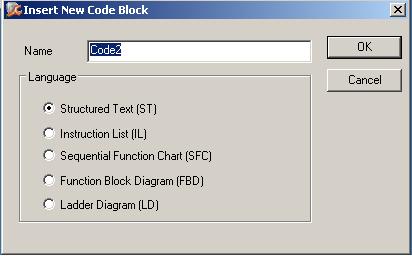 Figure 3: Select one language and insert a new code block-code. 6 ABB800XA Now we finished all the basic preparation and we are able to start with the real engineer work.